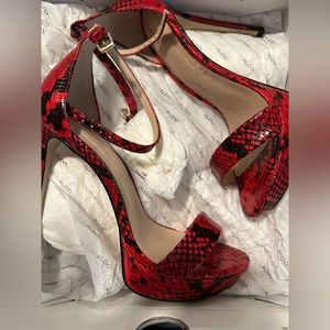 Aldo red snakeskin heels